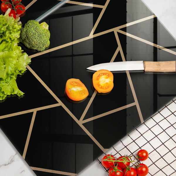 Krájecí prkénko skleněné Černá abstrakce