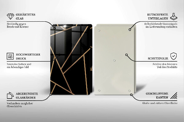 Krájecí prkénko skleněné Černá abstrakce