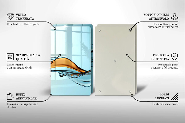 Krájecí prkénko skleněné Voda na modrém pozadí