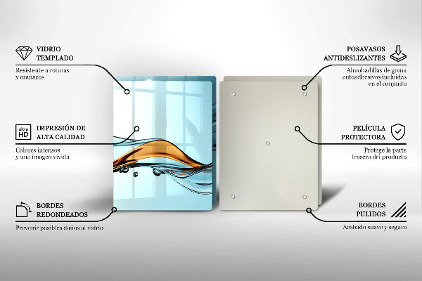 Krájecí prkénko skleněné Voda na modrém pozadí
