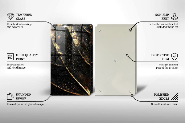 Krájecí prkénko skleněné Zlatý list