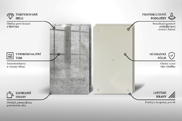 Skleněné krájecí prkénko Betonová textura