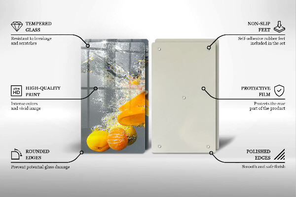 Skleněné krájecí prkénko Citrony ve vodě