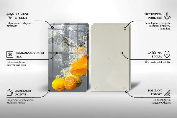 Skleněné krájecí prkénko Citrony ve vodě