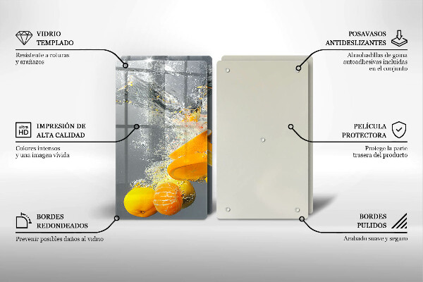 Skleněné krájecí prkénko Citrony ve vodě