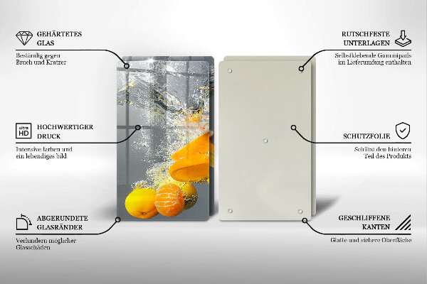 Skleněné krájecí prkénko Citrony ve vodě