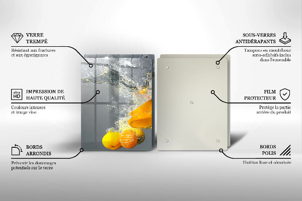 Skleněné krájecí prkénko Citrony ve vodě