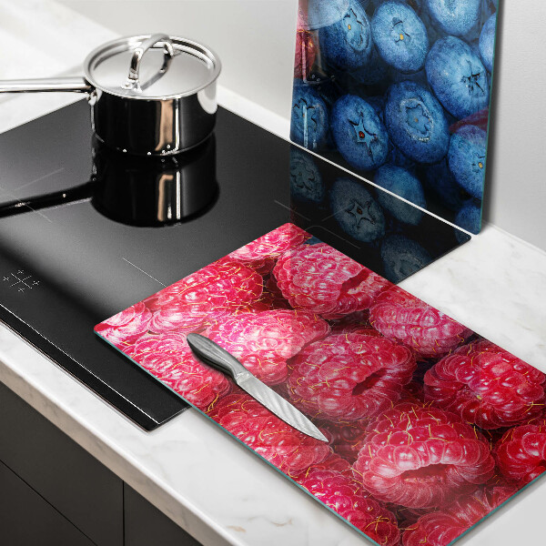 Skleněné krájecí prkénko Plody maliny a borůvky