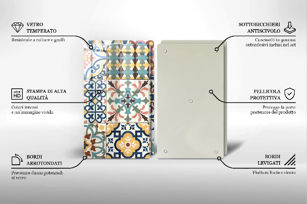 Skleněná krájecí deska Dekorativní dlaždice