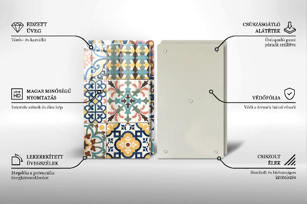 Skleněná krájecí deska Dekorativní dlaždice