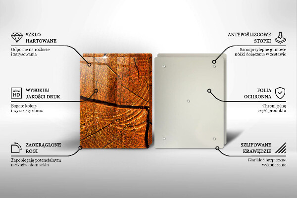 Skleněná krájecí deska Dřevěná konstrukce kmene