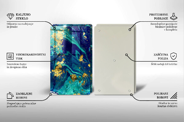 Skleněná krájecí deska Abstrakce se zlatem