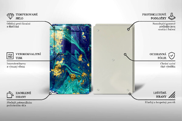 Skleněná krájecí deska Abstrakce se zlatem