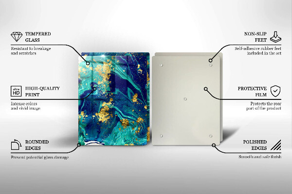 Skleněná krájecí deska Abstrakce se zlatem