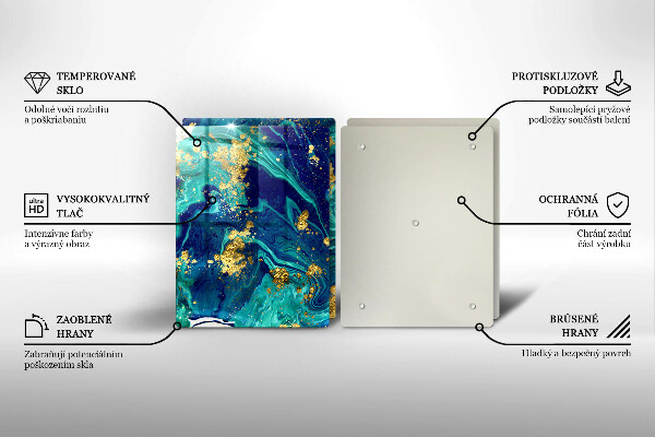 Skleněná krájecí deska Abstrakce se zlatem