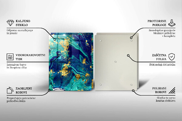 Skleněná krájecí deska Abstrakce se zlatem