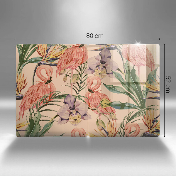 Skleněná krájecí deska Plameňáci ilustrace