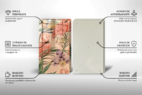 Skleněná krájecí deska Plameňáci ilustrace