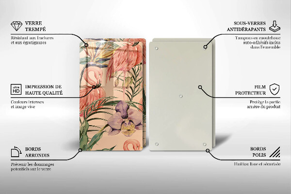 Skleněná krájecí deska Plameňáci ilustrace