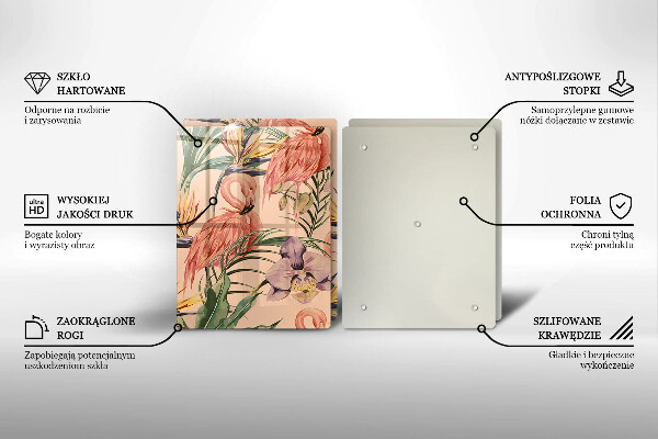 Skleněná krájecí deska Plameňáci ilustrace