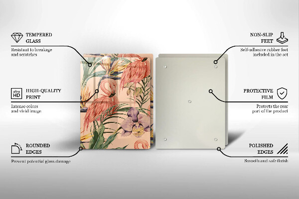 Skleněná krájecí deska Plameňáci ilustrace