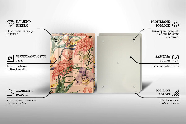 Skleněná krájecí deska Plameňáci ilustrace