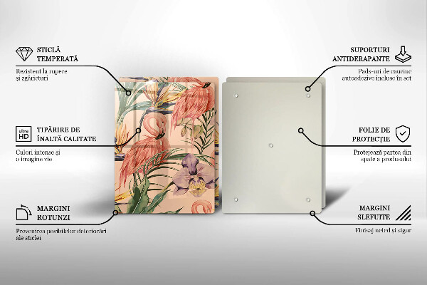 Skleněná krájecí deska Plameňáci ilustrace