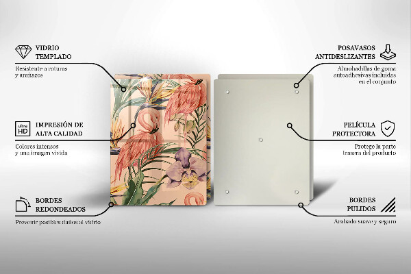 Skleněná krájecí deska Plameňáci ilustrace