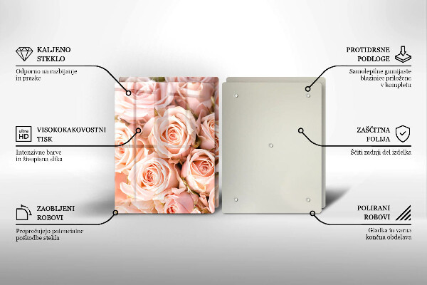 Skleněná krájecí deska Kytice jemných růží