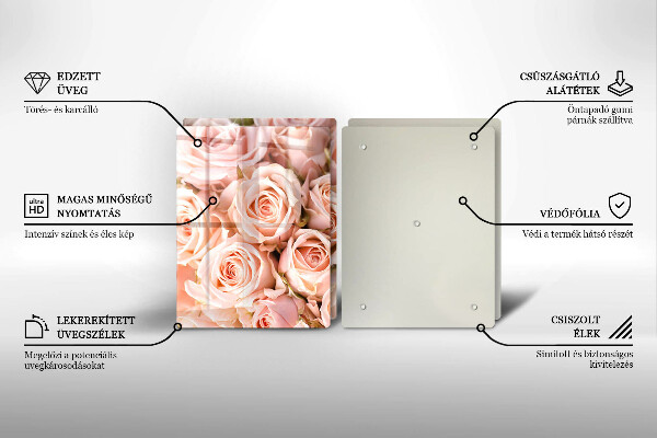 Skleněná krájecí deska Kytice jemných růží