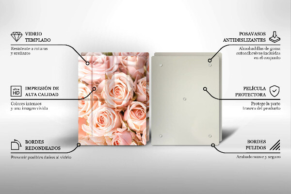 Skleněná krájecí deska Kytice jemných růží