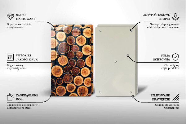 Skleněná krájecí deska Dřevěné pařezy