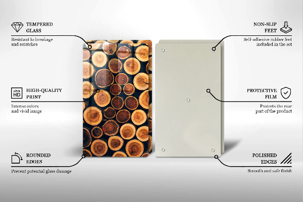 Skleněná krájecí deska Dřevěné pařezy