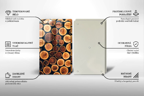 Skleněná krájecí deska Dřevěné pařezy