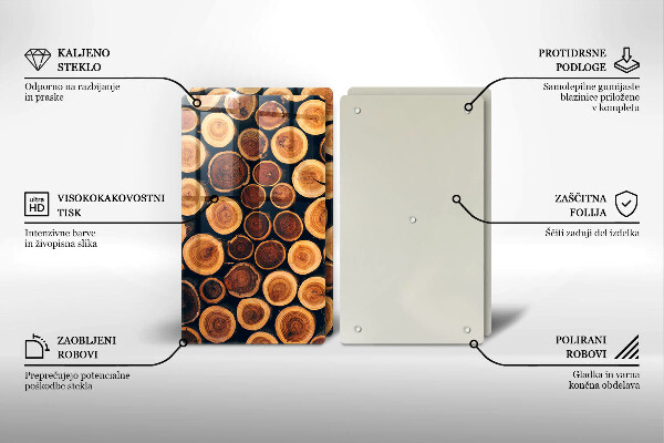 Skleněná krájecí deska Dřevěné pařezy