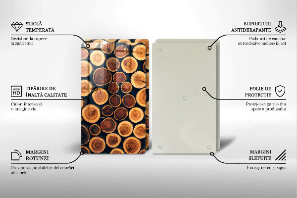 Skleněná krájecí deska Dřevěné pařezy