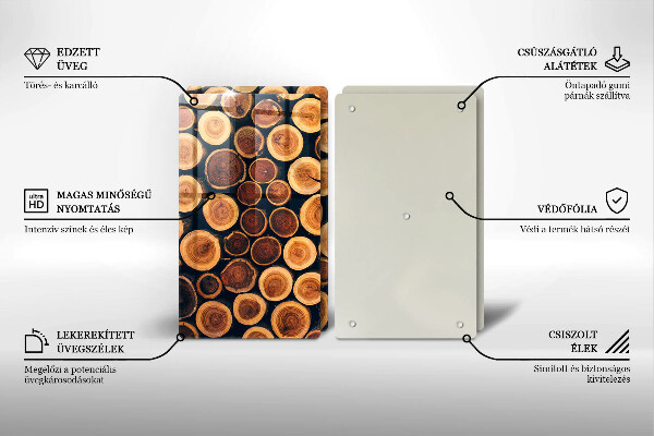 Skleněná krájecí deska Dřevěné pařezy