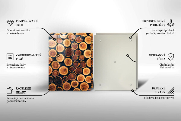 Skleněná krájecí deska Dřevěné pařezy