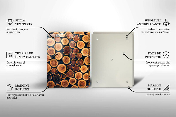 Skleněná krájecí deska Dřevěné pařezy