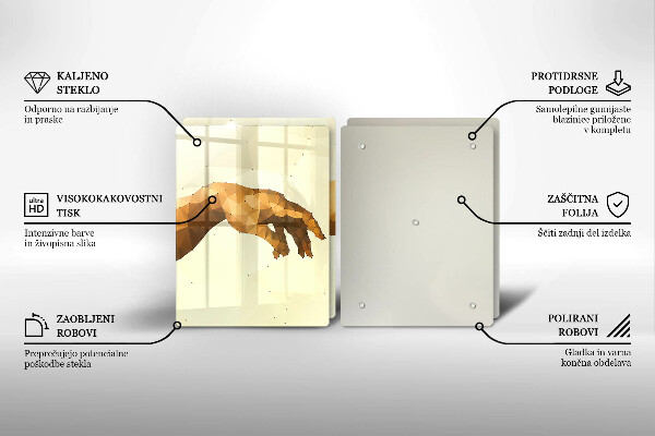 Skleněná krájecí deska Stvoření adamových rukou