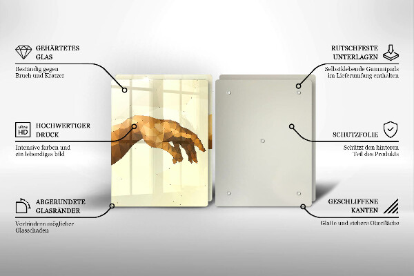 Skleněná krájecí deska Stvoření adamových rukou