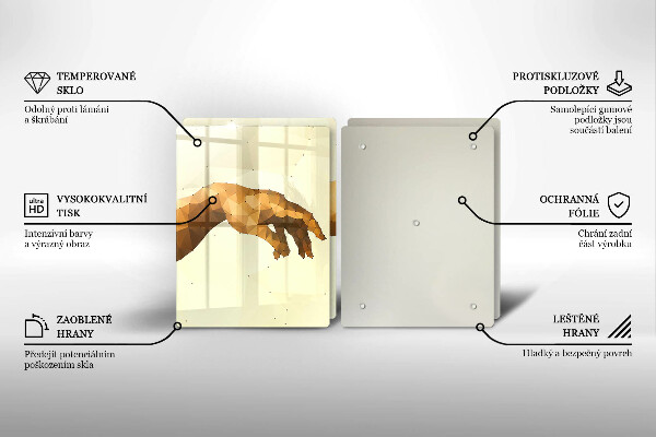 Skleněná krájecí deska Stvoření adamových rukou