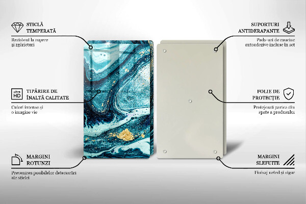 Skleněné krájecí prkénko Modré zlato abstrakce