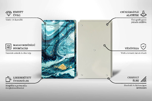 Skleněné krájecí prkénko Modré zlato abstrakce