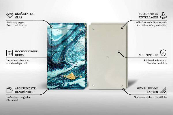 Skleněné krájecí prkénko Modré zlato abstrakce