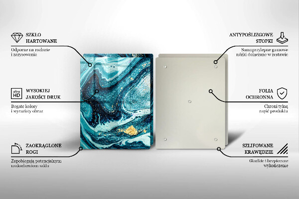 Skleněné krájecí prkénko Modré zlato abstrakce