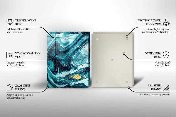 Skleněné krájecí prkénko Modré zlato abstrakce