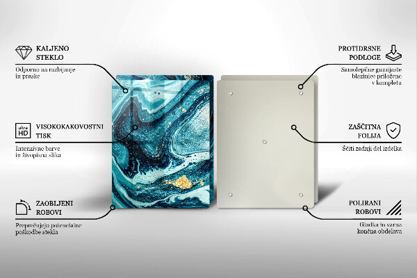 Skleněné krájecí prkénko Modré zlato abstrakce