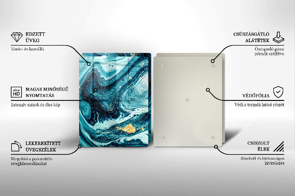 Skleněné krájecí prkénko Modré zlato abstrakce