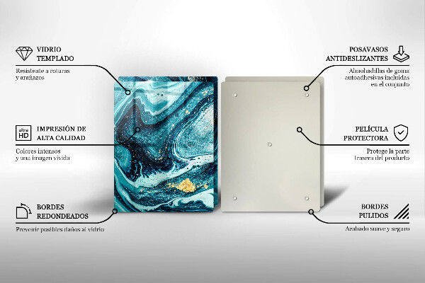 Skleněné krájecí prkénko Modré zlato abstrakce